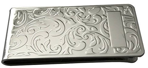 SILBERKANNE Geldscheinklammer Filigran mit Gravurfeld 6x3 cm Premium Silber Plated edel versilbert in Top Verarbeitung