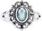 Windalf Mittelalter Ring CISCANDRA h: 1.3 cm Blume mit hellblauem Stein 925 Sterlingsilber (Silber, 66 (21.0))