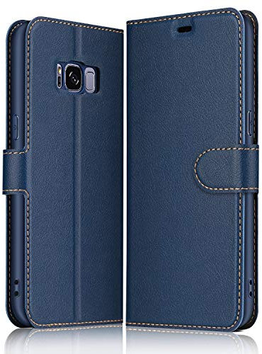 ELESNOW Case Compatible with Samsung Galaxy S8, High-grade PU Leather Flip Wallet Phone Case Cover for Samsung Galaxy S8 (Deep Blue)