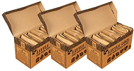 Logpile - Kiln Dried Oak Hardwood Little Logs (3 boxes) | Perfect for Pizza Ovens, Fire Pits & Stoves | Mini Logs for Oak Wood-Fired Cooking | Quick Lighting & High Heat | 4kg Hand Packed