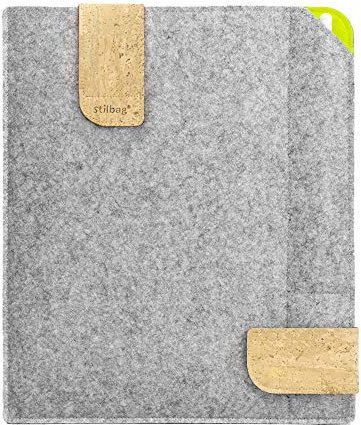Stilbag Filztasche für Remarkable 2| Etui Case aus Merino Wollfilz und Kork mit Marker Fach | Modell KUNO in hellgrau - apfelgrün | Tablet Schutz-Tasche Made in Germany