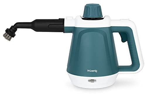 H.Koenig Nettoyeur Vapeur à Main NV680, 99,99% des bactéries tuées sans produit chimique, 3.5 bar, Vapeur 40g/min, Prêt en 5 min, 13 Accessoires, Carrelage, Salle de bain, Fenêtres, Tissus Bleu