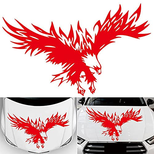 Fliegender Adler Aufkleber,Asudaro Tieraufkleber Haubenaufkleber Aufkleber für Auto Van Fenster Motorhaube Helm Motorhauben Autotattoo Flug Aufkleber Tier Raubvogel,rot