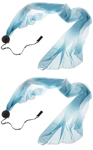 T TOOYFUL 2X 50d Imitierte Seide Schleier POI Wurfbälle Weiche Schal Set Frauen Indian Bauchtanz Yoga Kostüm Tanzen Requisiten für Beide Hände - 2