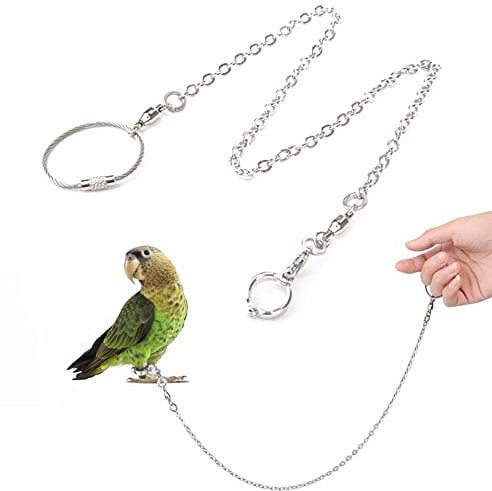 XUSUD Bird Foot Rings Stainless Steel Split Bird Rope Rings Anti-bite Bird Training Chains for Parrot or Starling Bird Pets