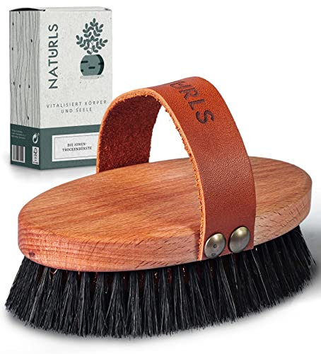 Naturls® Energie Trockenbürste [MADE IN GERMANY] - Klosterbürste inkl. Anwendung & Pflegetipps - Körperbürste aus FSC Buchenholz in Grasverpackung - Hochwertige Borsten aus Rosshaar & Kupfer