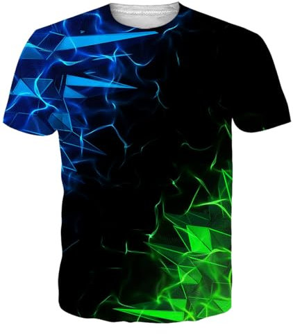 Fanient Herren Tshirt Damen 3D Farbverlauf Drucken Tshirts Unisex Streetstyle Cool T-Shirts 3D Tshirt Men M