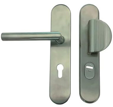 Paire Poignées Blindées de Sécurité KLOSE besser 1 Béquille Palière Ext.+ 1 Béquille Int. - Angle Vif - Inox 304.