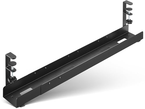 InLine Kabelführungsschiene für Schreibtisch, verstellbar 80/100/120 cm, werkzeuglos montierbar, ideal für höhenverstellbare Tische und Kabelmanagement, 23190E