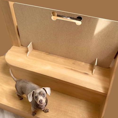 Dog Barrier Gate Pet Stopper Puppy Stair Blocker Patio No Drill Screwless Portable Wood Temporary (40cm H x 75cm W)