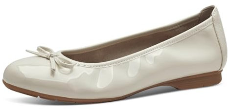 Jana Damen Ballerinas mit Schleife Vegan, Beige (Beige Patent), 40 EU
