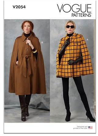 Vogue Patterns Paper Pattern V2054A Damen-Umhang und Gürtel, Größe XS, S, M, L, XL, XXL
