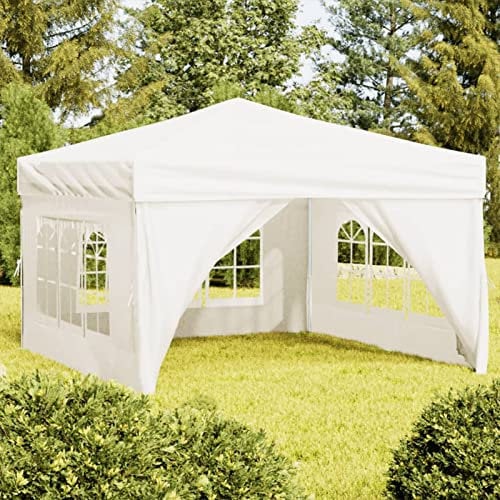 JUDYY Partyzelt Faltbar mit Seitenwänden, Party Zelt, Pavillon, Faltpavillon, Garagenzelt, Gartenzelt, Creme 3x3 m