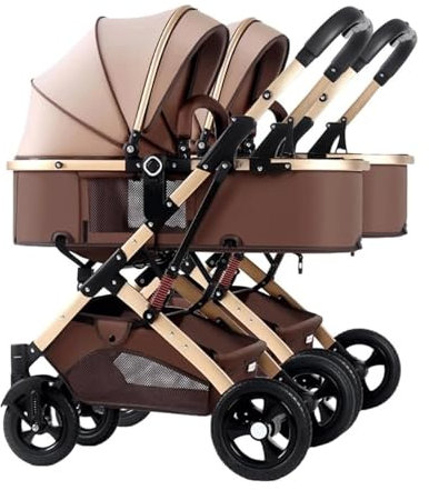 EYPKPL Tragbarer Zwillings-Kinderwagen, Verstellbarer Doppel-Kinderwagen, Abnehmbarer, Faltbarer Doppel-Kinderwagen, Kinderwagen mit Himmel-Kinderwagen
