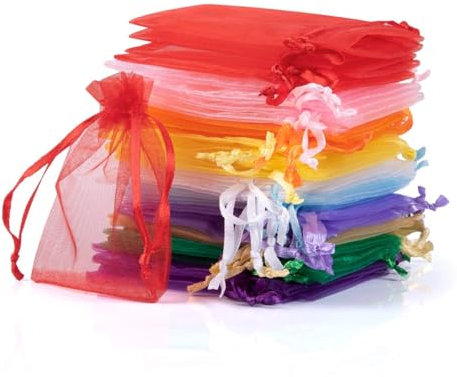 Tyhbelle 100 Stück Organzabeutel Organzasäckchen 10 x 15 cm Säckli Beutel Geschenk Schmuckbeutel,farbig