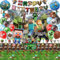 Kinder Geburtstagsdeko, 56 Stück Kinder Geburtstag Party Set, Enthält Banner, Cartoon-Hintergrund, Swirl Decoration, Tischdecke, Cake Topper, Luftballons