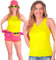 W WIDMANN MILANO Party Fashion - Débardeur femme, t-shirt, haut, pour les fêtes à thème des années 80, carnaval
