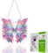 Diamond Painting Fensterbilder, 3D Diamond Painting Fensterbilder anhänger, Schmetterling DIY Kristall Malerei Anhänger mit Kette, Geeignet Eingang Diamant Malerei Deko für Geschenk（18.4x19.9cm）