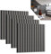 ACXIN 4er Set Akustikpaneele Holz 3D Holzpaneele Wand Eiche Echtholz-Furnier auf Akustik-Filz 60 x 60 cm Lamellenwand Wandpaneele Wandverkleidung Akustikplatten für Flur Wohnzimmer Büro, Anthrazit