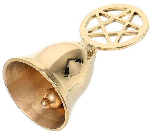 Ipetboom Campana Rituale in Ottone Portatile Campanello da Tavolo Pentagramma per Divinazione e Cerimonie Tarocchi, Campana Decorativa in Metallo per Altare e Uso Rituale