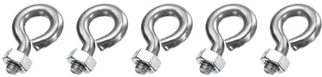 sourcing map Lot de 5 boulons à œil filetés M6 x 9 mm en acier inoxydable 304 avec écrou pour accrocher ou sécuriser les câbles
