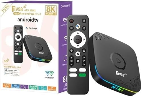 TV98 Mini Android 14 Smart TV Box ATV Ultra HD 8K Video Wifi6 2.4/5G Portable Media Player Voice Remote Support（2+16G）