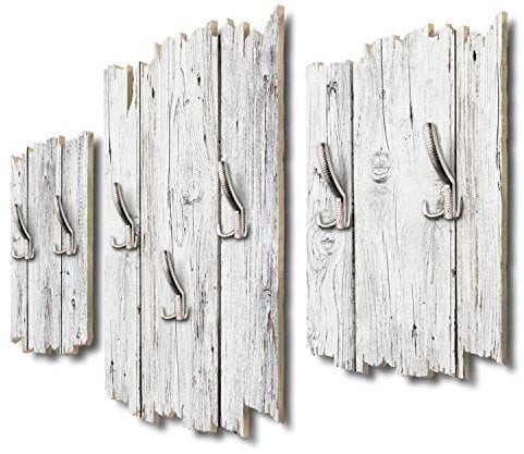 Kreative Feder 3-teilige Designer Wandgarderobe Holzoptik weiß - Flurgarderobe Wandpaneele 95x60cm aus MDF (Holzoptik weiß)