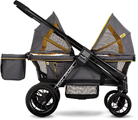 Evenflo Pivot Xplore All-Terrain Double Stroller Wagon, Adventurer Gray