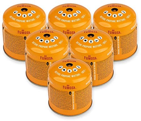 FUMOSA Stechkartuschen Set für Campingkocher, Lampen und Lötbrenner, 190g - 6 Kartuschen
