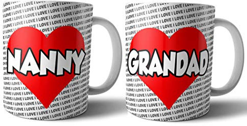 AK Giftshop Nanny and Grandad Mugs - His and Hers Grandparents Gift Set (2 Mugs)