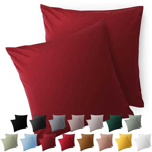 Blumtal Kissenbezug 50 x 50, 2 Stück - Oeko-TEX zert. Kissenbezüge 100% Mikrofaser in extra weich & waschmaschinenfest - Bezug Kissen 50x50 Aurora Red