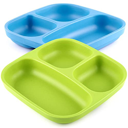 Get Fresh PLA Platos Divididos para Niños - Set de 2 Platos Seccionados sin Melamina y Aptos para Microondas para Niños y Bebés