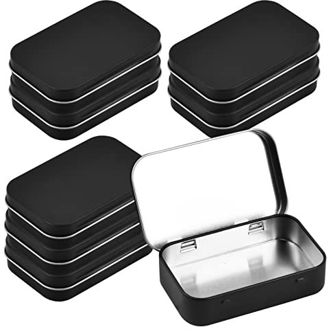 Catime 8 Stück Rechteckige Leere Scharnier MetallDosen, Metall Dosen Box Behälter, Mini Tragbare Blechdosen Mit Deckel, Klein Metallbox Blechbox für DIY Gebrauch Home Aufbewahrung Organizer (Schwarz)