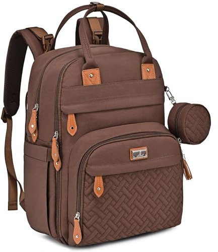 BabbleRoo Wickeltasche Rucksack – Große Kapazität, 17 Taschen, Wasserdicht – mit Wickelauflage, abnehmbarem Schnullerhalter, Kinderwagengurten – Reiserucksack für Mama & Papa