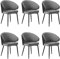 VASAGLE Esszimmerstühle, 6er Set, Küchenstühle, Polsterstühle, Sessel mit Armlehnen, Metallbeine, modern, Wohnzimmerstühle, für Esszimmer, Küche, dunkelgrau LDC106G01