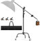 SOONPHO C Stand 100% Heavy-Duty Stahl C Stativ Lampentständer C-Ständer 330cm Edelstahl mit 130cm Galgen Kit,Grip Kopf,Rad und Clips für Godox AD200 Pro SK400II Aputure 120D(Schwarz)