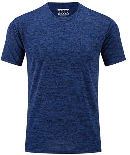 TACVASEN Outdoor Shirt Herren Fitnessshirts Quick Dry Funktionsshirts Herren Leicht Sommer Shirt Atmungsaktiv Laufshirts mit Reflektier (XXL, Königsblau)