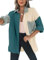 Dokotoo Bluse Damen Musselin Langarmshirt Baumwolle Lässig Oberteile Hemd Langarm Farbblock Shirts Knopfleiste Tops Hemdjacke Grün M
