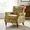 HULALA HOME Modern Wingback Accent Chair with Wood Legs & Removable Cushion, Comfy Upholstered Armchair with Nailhead Trim, Floral Pattern Single Sofa Chair for Living Room Bedroom, YELLOW