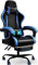 Devoko Massage Gaming Stuhl, Computer Bürostuhl mit Fußstütze, Racing Gamer Stuhl 150kg Belastbarkeit, 90-135° Rückenlehne einstellbar 360° drehbar Ergonomischer PC Stuhl(Blau)