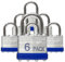 XanHen Lot de 6 cadenas à clés identiques en acier laminé avec anse normale, pour loquet à moraillon, abris de jardin, clôtures, casier de rangement, école, salle de sport