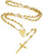 Supcare Königskette Gold Kugelkette Damen Rosenkranz Katholische Halskette Cross Necklace Edelstahl Gebetskette Christlich Kette Rosary Religiöse Kruzifix Anhänger Jesus Kreuz Kette Schmuck für Bibel