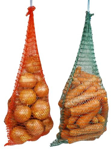 sackmaker Net Bags - Hanging Net Bags for Onions, Vegetables, Carrots, Fruits, Logs - HEAVY DUTY - Vegetable nets, onion nets - Choose your quantity