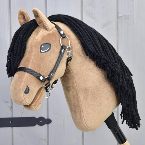 LarDen Hobby Horse - Braun Steckenpferd Samantha mit Halfter M, HANDGEFERTIGTES Stockpferd Für Kleine, Große Kinder mit Zubehör | Spielpferd, Pferd Zum Reiten Spielzeug, Hobby Horsing, Hobbyhorse