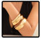 Cubahop Vintage Metall Arc Wide Face Armreif Armbänder Glatt Stapelbare Geometrische Hand Schmuck für Frauen (Golden)