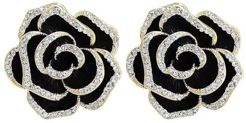 HDGSAFD 2 Broches Rose Noire, Broches Élées, Broches Vintage, Broches Strass, Broches Décoratives