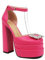 Rock88 Escarpins à Talons Hauts pour Femmes,Escarpins à Plateforme Élégants avec Bride à la Cheville,Sandales à Bout Carré avec Strass pour Fête,Rose Pink,39