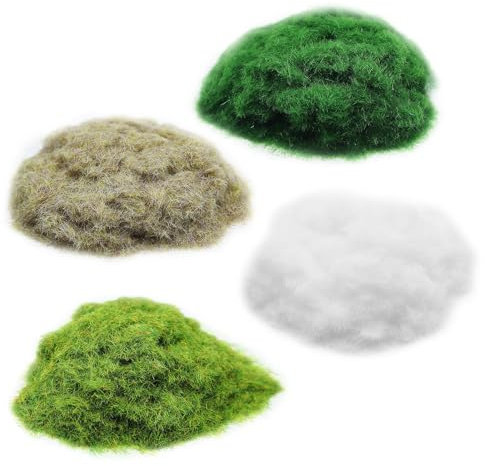 MIPIACE 4 Pcs Herbe Statique pour Modélisme Herbe de Modelisme Maquette avec 4 Couleurs 3,0 mm pour DIY Modelage Table de Sable Miniature Modèle Paysages Plantes Artificielles Paysage (1 pièce 30 g)