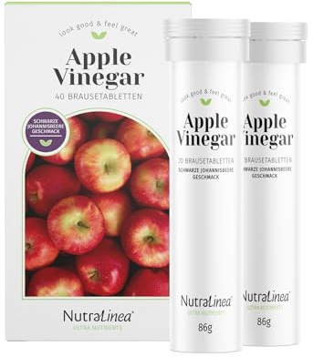 NutraLinea Apple Vinegar Apfelessig Drink, 40 Brausetabletten, Schwarze Johannisbeere