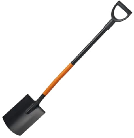 pokm toolsmarket – 120cm Flachspaten Spaten mit Metallstiel & Anti-Rutsch-Griff – Geradespaten Gardenspaten – Für Garten, BAU & präzise Erdarbeiten, Hergestellt in EU